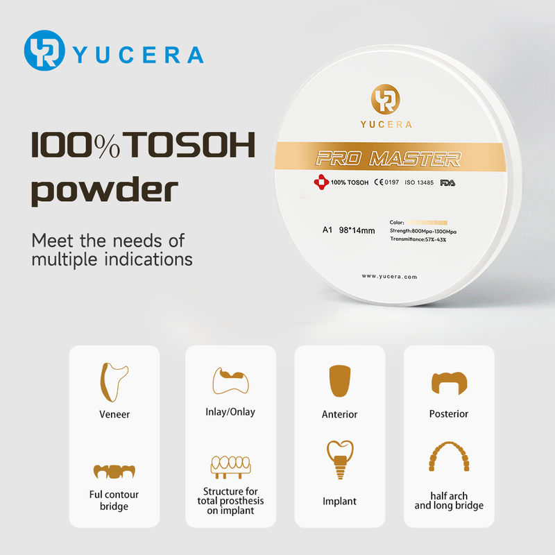 Yucera Top Grade 4D Pro Zirconia Blocks Dental Lab Crown Bridge Material