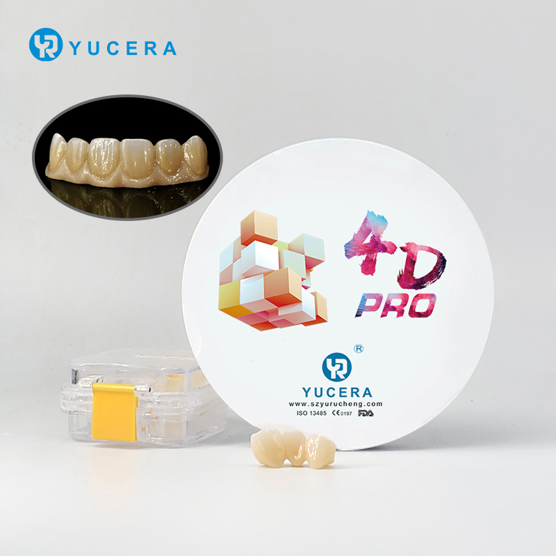 Yucera Factory Direct Sale Dental Consumables Cad Cam 4D Multilayer Zirconia Disc for Full Arch