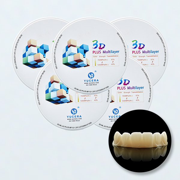 YUCERA  Hot Sell Dental Medical Yucera Zirconia Block 3D Multilayer Blank Zirconia Zotion 16colors