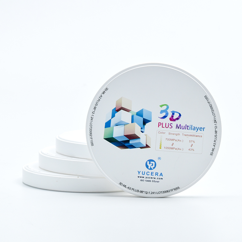 YUCERA  Hot Sell Dental Medical Yucera Zirconia Block 3D Multilayer Blank Zirconia Zotion 16colors