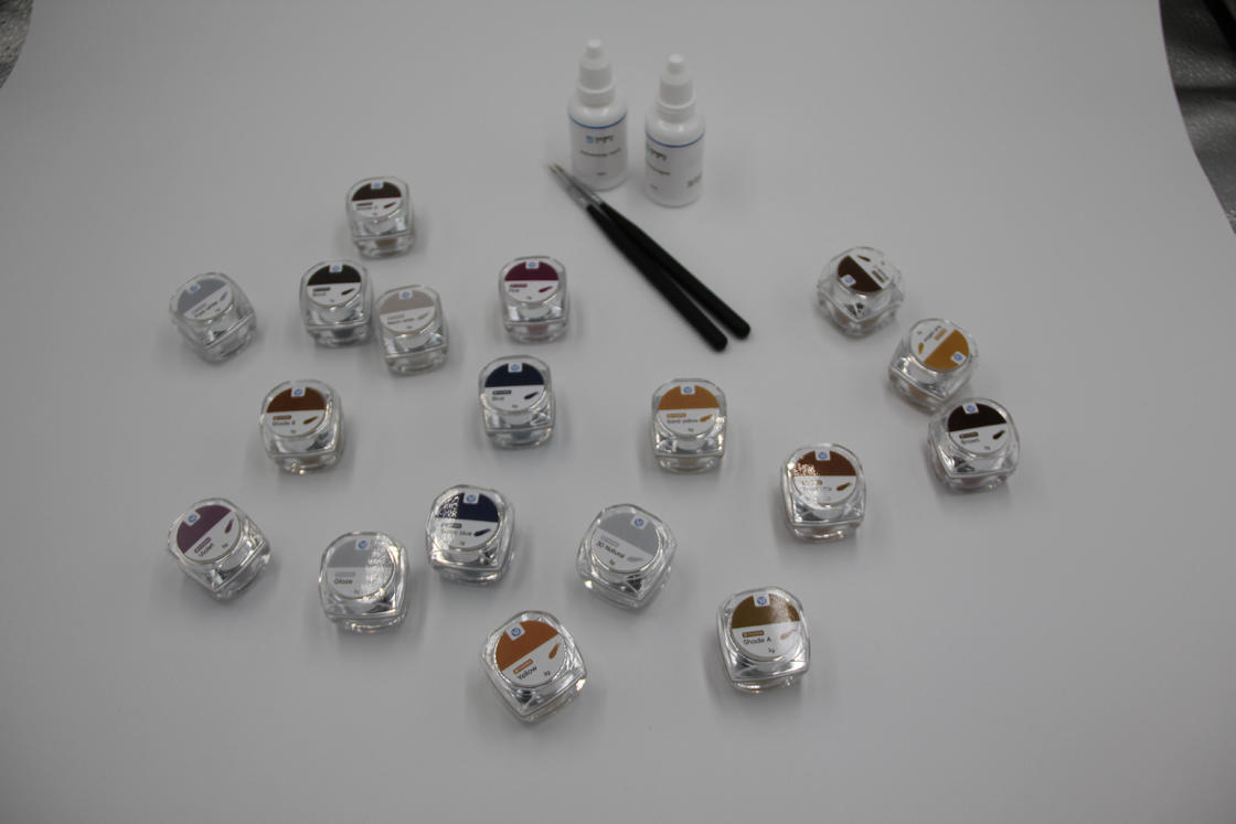 Yucera Dental Lab Essentials 18-Farben Keramik Zirkonoxid Färbe- & Glasur-Kit für individualisierte Zähne