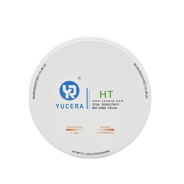 Dental Zirconia Disc 98mm  YUCERA HT White (1200MPa/45% Trans.) | Exocad/ Ready