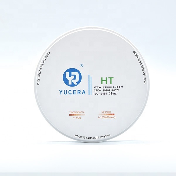 Dental Zirconia Disc 98mm  YUCERA HT White (1200MPa/45% Trans.) | Exocad/ Ready