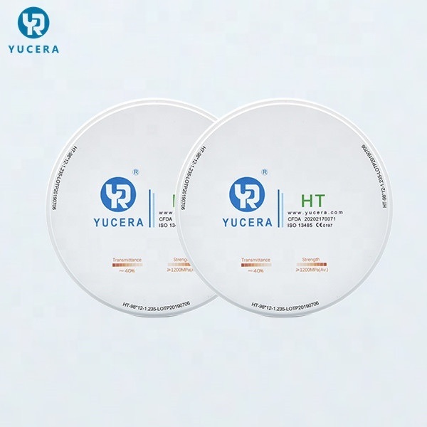 Dental Zirconia Disc 98mm  YUCERA HT White (1200MPa/45% Trans.) | Exocad/ Ready