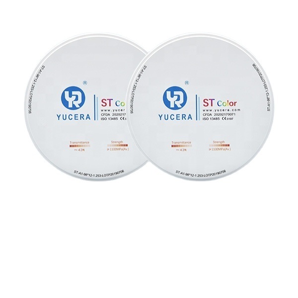 Dental Zirconia Disc 98mm  YUCERA ST (1200MPa/45-55% Trans.) | Exocad/ Ready