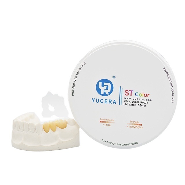 98mm Dental Zirkoniumdioxid-Scheibe - YUCERA ST-Color Hoch-Trans (43%) & Hochfest (1100MPa)